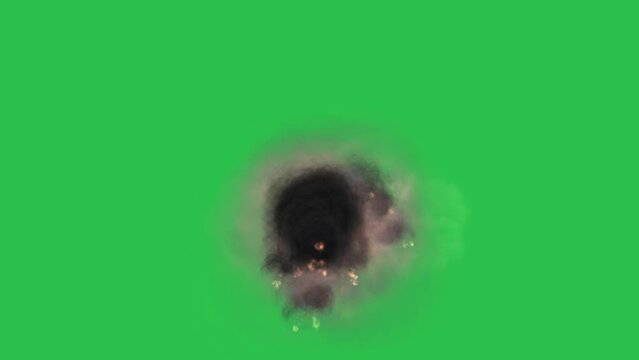 Bomb blast on greenscreen background motion graphic effects.