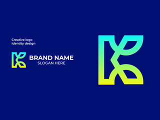 abstract grid lettering k letter mark logo and brand identity also app icon design