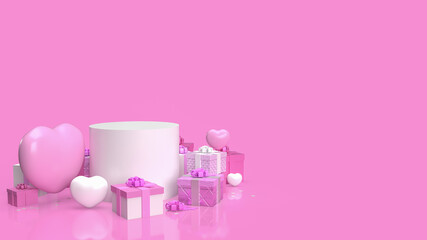 gift box and heart for valentine concept 3d rendering