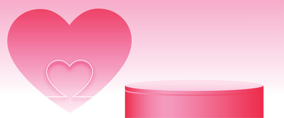 valentines day lovely banner with 3d podium platform for product display