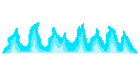 Pixel art blue flame line effect