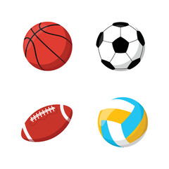 ball collection illustration design. football, american football, volleyball and basketball