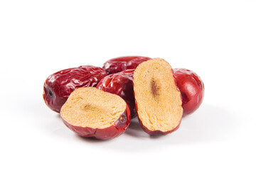 dried red dates isolated on white background