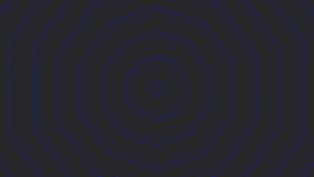 Blue slim decagon star simple flat geometric on dark grey black background loop. Starry decagonal radio waves endless creative animation. 