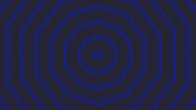Blue decagon star simple flat geometric on dark grey black background loop. Starry decagonal radio waves endless creative animation. 