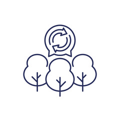 reforestation icon with trees, line vector