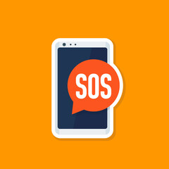 SOS message in a phone vector icon