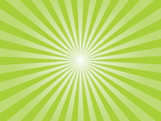 Sunburst green rays pattern. Radial sunburst ray background vector illustration. Retro style background as design element.