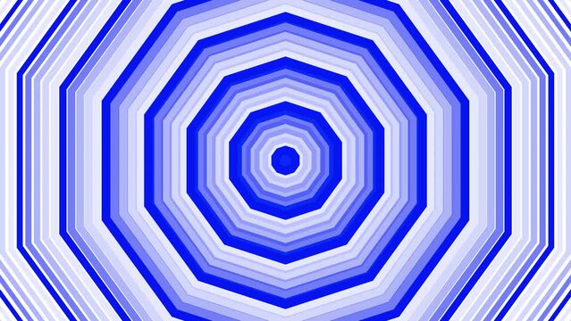 Blue bold decagon star simple flat geometric on white background loop. Starry decagonal radio waves endless creative animation. Stars seamless motion graphic backdrop. Astra radar sonar rings design.