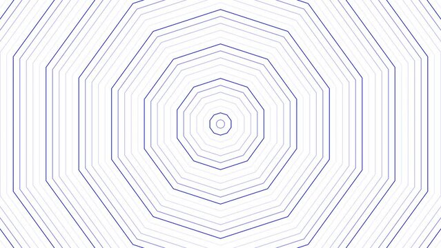 Blue slim decagon star simple flat geometric on white background loop. Starry decagonal radio waves endless creative animation. Stars seamless motion graphic backdrop. Astra radar sonar rings design.