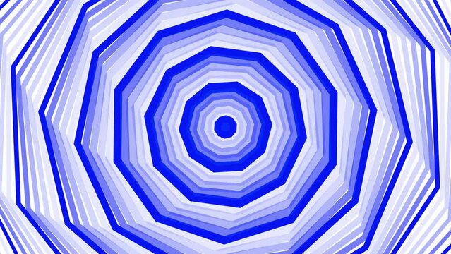 Blue bold spin decagon star simple flat geometric on white background loop. Starry decagonal spinning radio waves endless creative animation. 