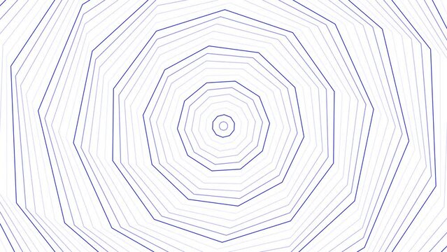 Blue slim spin decagon star simple flat geometric on white background loop. Starry decagonal spinning radio waves endless creative animation. 