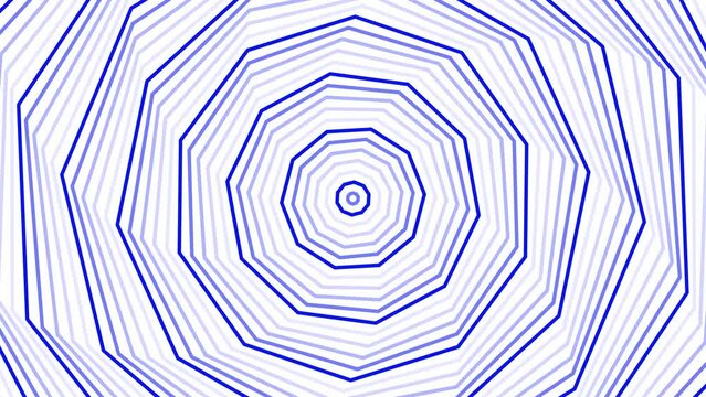 Blue spin decagon star simple flat geometric on white background loop. Starry decagonal spinning radio waves endless creative animation. 