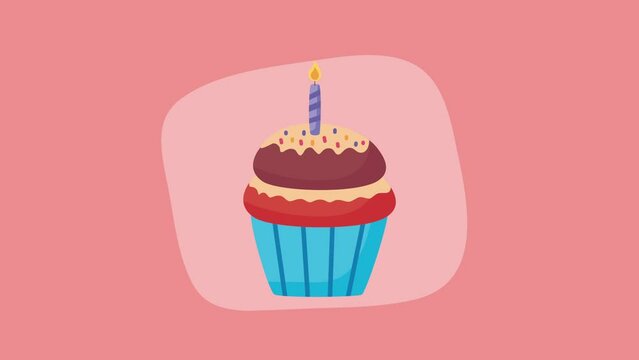 sweet cupcake with candle animation