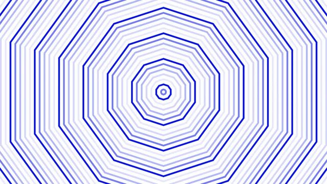 Blue decagon star simple flat geometric on white background loop. Starry decagonal radio waves endless creative animation. Stars seamless motion graphic backdrop. Astra radar sonar rings design.