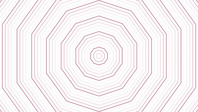 Red slim decagon star simple flat geometric on dark white background loop. Starry decagonal radio waves endless creative animation. 