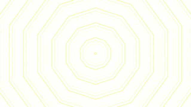 Yellow slim decagon star simple flat geometric on white background loop. Starry decagonal radio waves endless creative animation. 