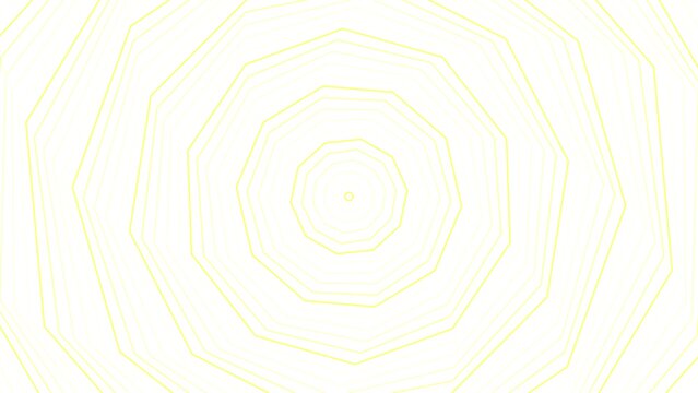 Yellow slim spin decagon star simple flat geometric on white background loop. Starry decagonal spinning radio waves endless creative animation. 
