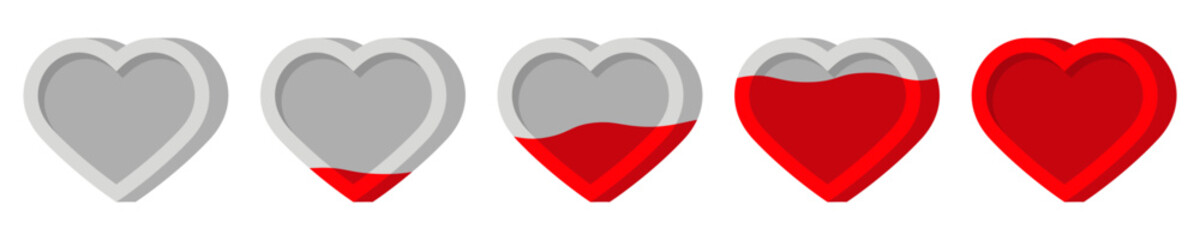 Life rating set. Love rating icon. Heart vector stock illustration