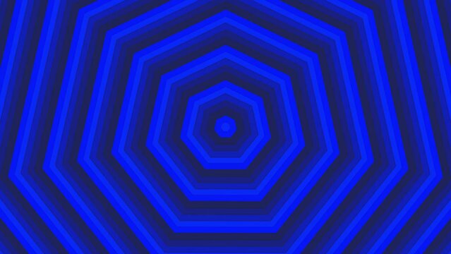 Blue bold circles simple flat geometric on dark grey black background loop. Rounds decagonal radio waves endless creative animation. Rings seamless motion graphic backdrop. Sphere radar sonar design.