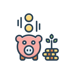 Color illustration icon for savings
