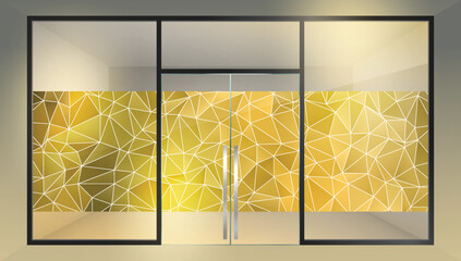Polygonal abstract design for glass partition graphic. Glass graphic design for your residential and commercial space.
