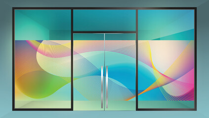 Geometric abstract design for glass partition graphic. Glass graphic design for your residential and commercial space.