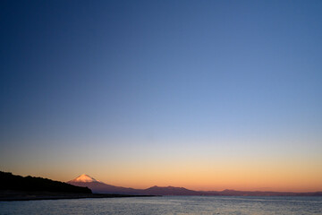 三保の松原　富士山　夕暮れ