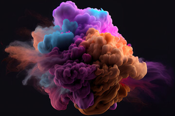 Obraz premium Abstract colorful smoke explosion, Generative AI