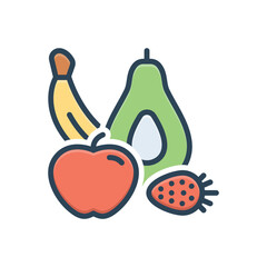 Color illustration icon for fruits