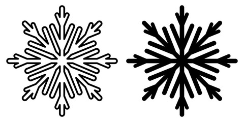 Snowflake icon outline and silhouette icon. Winter symbol. Vector illustration isolated on white background.