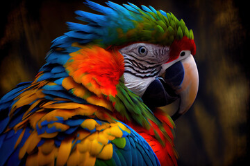 Portrait of a Macaw Parrot, Generative AI