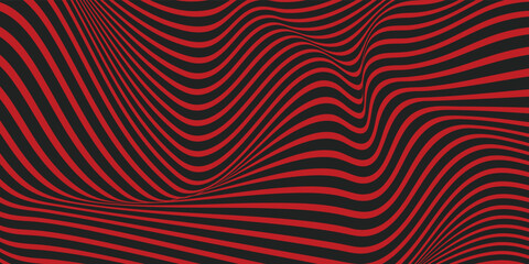Red and black line wave background