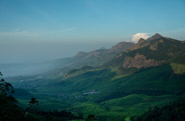 Mountain nature landscape view from Munnar Kolukkumalai