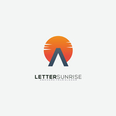 letter sunrise design logo illustration