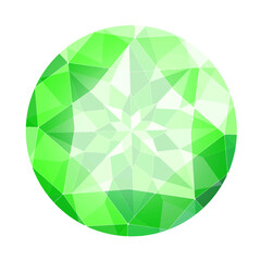 ラウンドブリリアントカットの緑のジュエリーイラスト画像