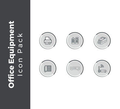 Office Equipment Icon Pack, Printer, Projector, Telephone, Router Icons