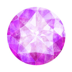 Naklejka na ściany i meble ラウンドブリリアントカットの紫のジュエリー水彩イラスト画像