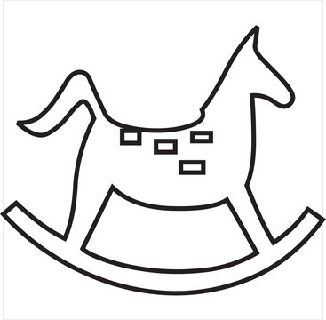 Vector, Image of toy horse icon, black and white in color, with transparent background