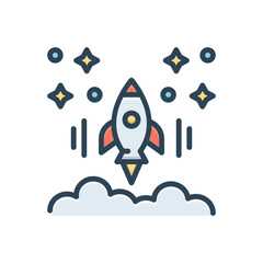Color illustration icon for launch