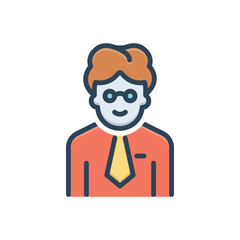 Color illustration icon for person