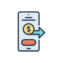 Color illustration icon for send