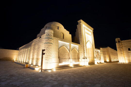 the old city of khiva by night, uzbekistan