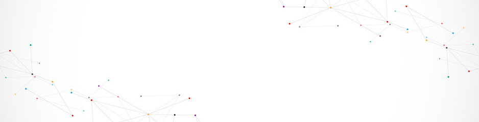 Obraz premium Abstract background and geometric pattern with connecting the dots and lines for banner design or header