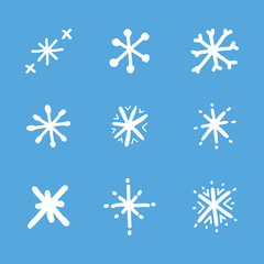 Set of snowflake hand drawn for winter, seasonal, holiday, element, template, poster