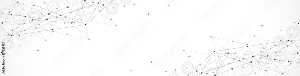 Fototapete Abstract background and geometric pattern with connecting the dots and lines for banner design or header