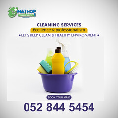 Cleaning service with professional equipment during work An employee of a professional cleaning service in overalls washes the glass of the windows of the facade of the building.