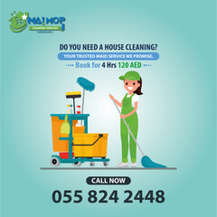 Cleaning service with professional equipment during work An employee of a professional cleaning service in overalls washes the glass of the windows of the facade of the building.