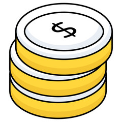 A flat design of dollar coins 