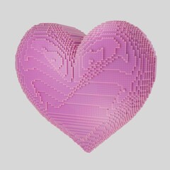 Heart made of blocks. Isolated 3d render heart made of plastic blocks illustration